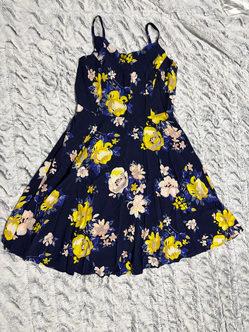 Old Navy Navy Floral Sundress with Yellow and Pink Blooms